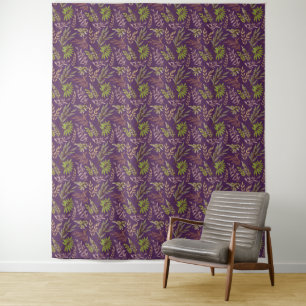 Tenture Feuilles botaniques : un dos violet époustouflant