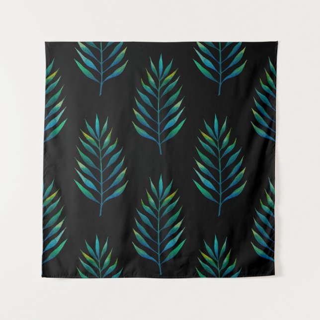 Tenture Feuilles d'aquarelle verte sur un arrière - plan n (Devant)