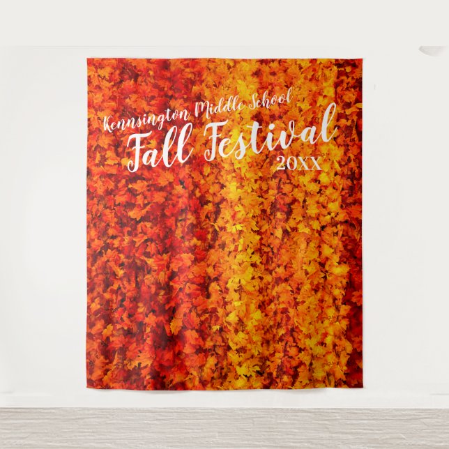 Tenture Feuilles d'automne | Fond personnalisé pour fête (Devant)