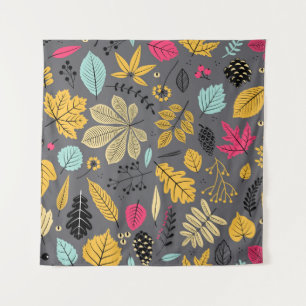 Tenture Feuilles d'automne : Motif foncé sans couture