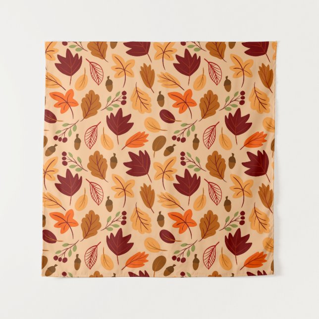 Tenture Feuilles d'automne, motif simple et enfantin. (Devant)