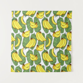 Tenture Feuilles de bananes : Motif de fruits tropicaux