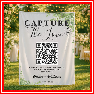 Tenture Feuilles de Sauge Verte Capturent l'Amour QR Maria