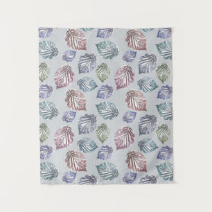 Tenture Feuilles d'open work sur un arrière - plan gris cl