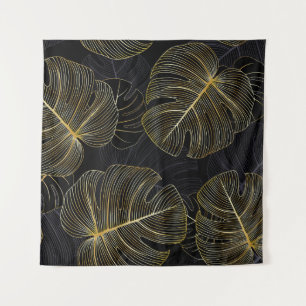 Tenture Feuilles dorées de monstera, florale romantique sa