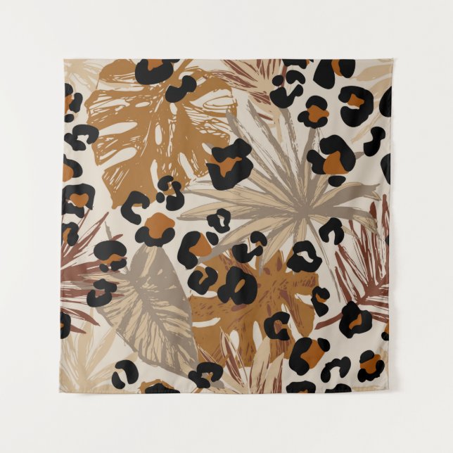Tenture Feuilles tropicaux Abstraits et camoufle léopard g (Devant)