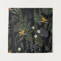 Feuilles tropicaux et fleurs dans le style de la n