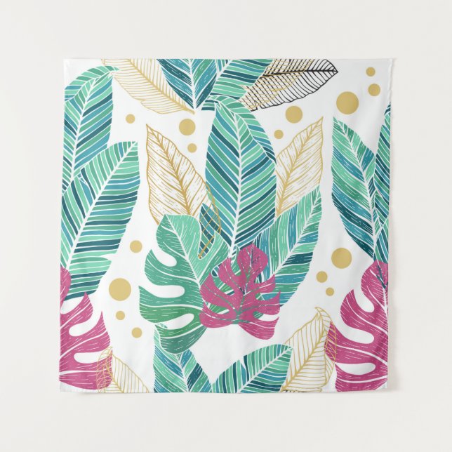 Tenture Feuilles tropicaux. Motif sans couture botanique.  (Devant)