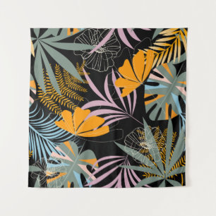 Tenture Feuilles tropicaux : Vintage foncé.