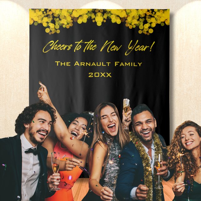 Tenture Feux de bokeh dorés noirs pour la nouvelle année (Créateur téléchargé)