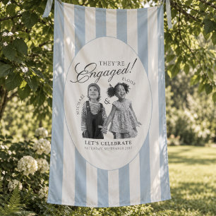 Tenture Fiançailles de photo d'enfance à rayures bleues pr