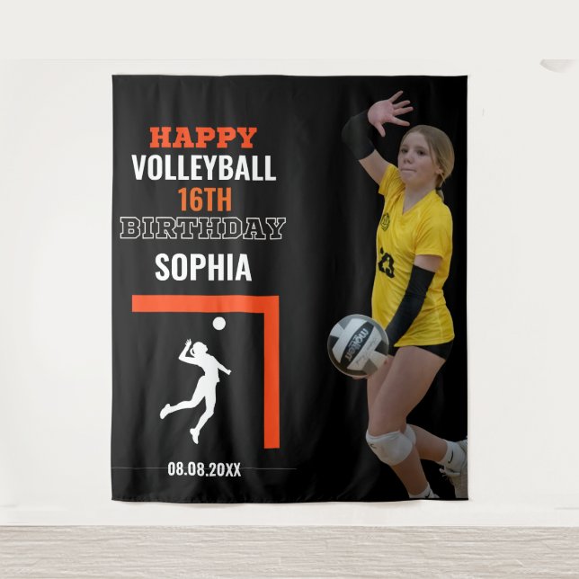 Tenture Fille de volley-ball Anniversaire, Équipe de joueu (Devant)
