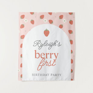 Tenture Filles fraises Berry Première fête d'anniversaire 