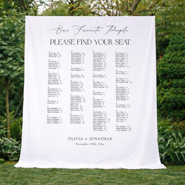 Tenture Find Your Seat Wedding Seating Chart  Fabric (Créateur téléchargé)