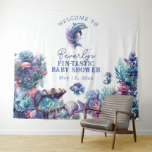Fintastic One moderne Rustic Watercolor Baby showe