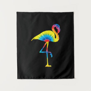Tenture Flamant arc-en-ciel imprimé Tie Dye Oiseau Animal