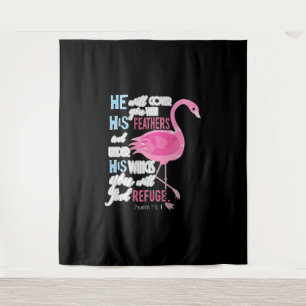 Tenture Flamant rose Christian Gift, Psaume 91 Bible Verse