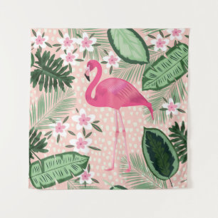Tenture Flamant rose, palmiers, design de cuisine