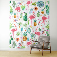 Flamants roses et fleurs Motifs tropicaux