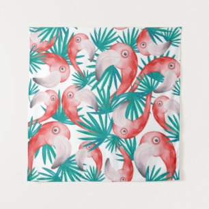Tenture Flamingo dessiné à la main : aquarelle motif sans
