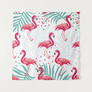 Tenture Flamingo tropical et feuille, motif d'été.