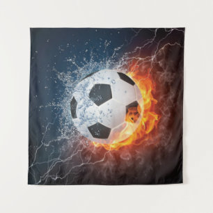 Tenture Flamme Football/Balle de Football Jeu d'oreiller