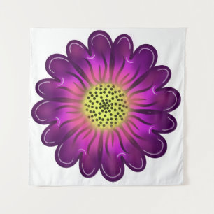 Tenture Fleur de dahlia violette et rose néon lumineuse pe