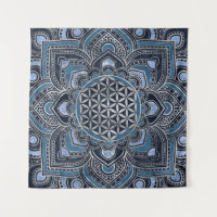 Fleur de vie à Lotus - Cristal bleu et argent