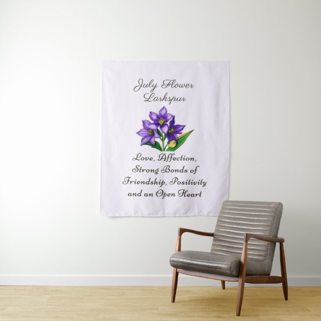 Tenture Fleur du mois de juillet Larkspur Art floral (En situation)