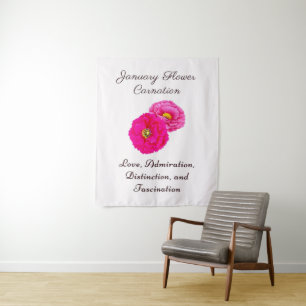 Tenture Fleur du mois de naissance de janvier Œillet Éléga
