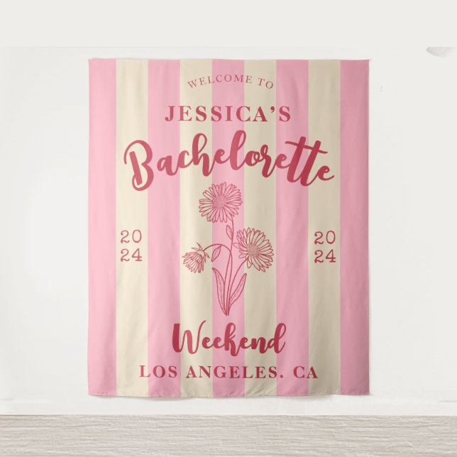 Tenture Fleur du mois de naissance Rose Beige Bienvenue En (Devant)