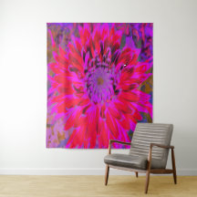 Fleur Magenta Abstraite, violette et dahlia rouge