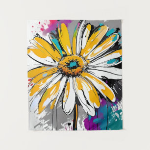 Tenture Fleur marguerite Art Abstrait Floral coloré brilla