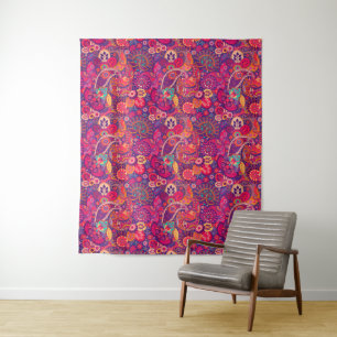 Tenture Fleur noire : Motif de jardin rose artistique