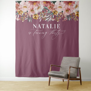 Tenture Fleur pastel aquarelle 30 ans chic violet