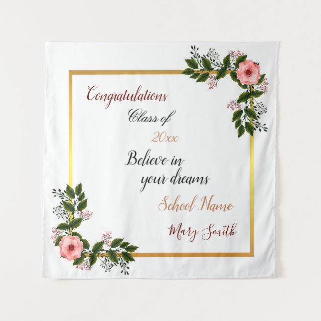 Tenture Fleur Populaire Personnaliser Rose Blanche Rose (Devant)