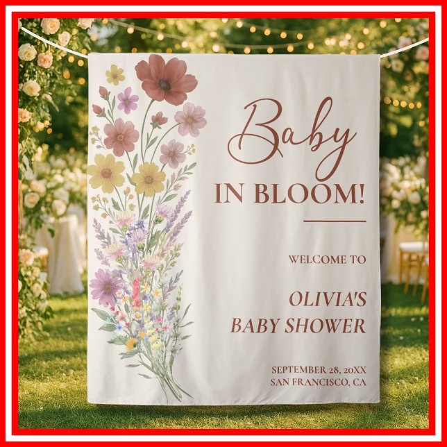 Tenture Fleur sauvage Baby en Fleur Baby shower Floral Boh (Créateur téléchargé)