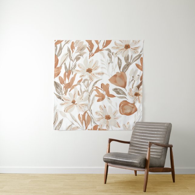 Tenture Fleur sauvage en terre cuite Rustique Boho Mur pen (En situation)