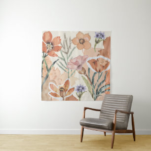 Tenture Fleur sauvage en terre cuite Rustique Boho Mur pen