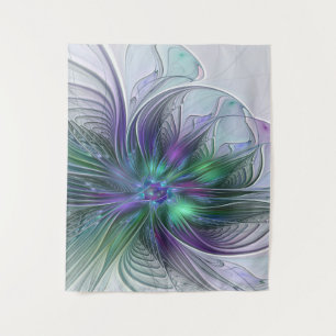 Tenture Fleur vert violet Art Abstrait moderne Fractal