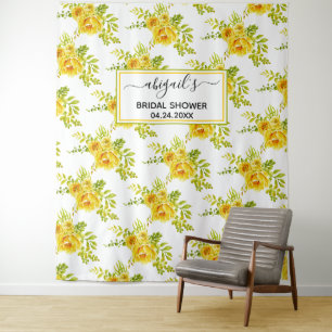 Tenture Fleurs aquarelles jaunes fête prénuptiale florale