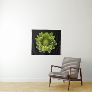 Tenture Fleurs Chrysanthème vert
