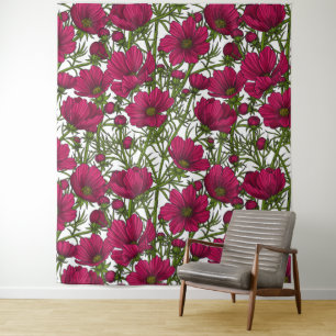 Tenture Fleurs Cosmos roses