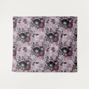 Tenture Fleurs d'aquarelle bordeaux.