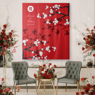 Tenture Fleurs de cerisiers Mariage chinois Rouge Photo fo