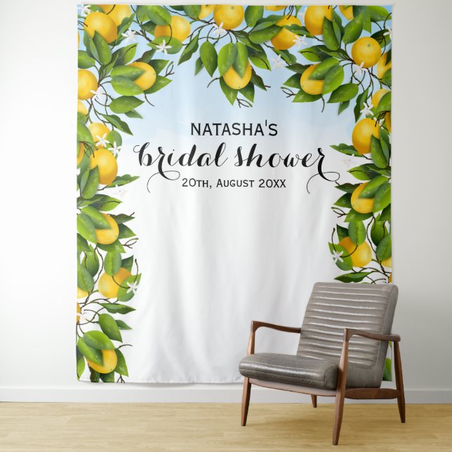 Tenture Fleurs de citron botanique pour mariage | Fond de  (En situation)