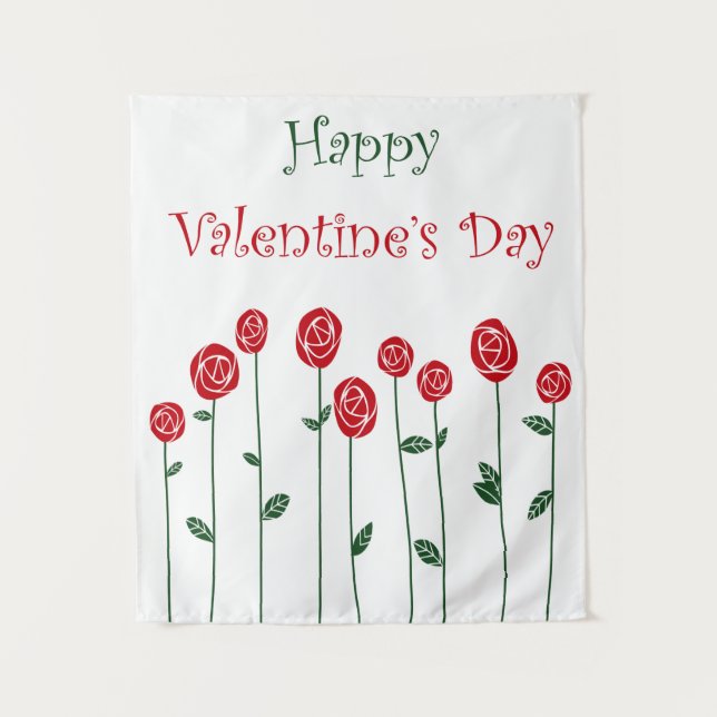 Tenture Fleurs de la Saint-Valentin Autruche Amour Romance (Devant)