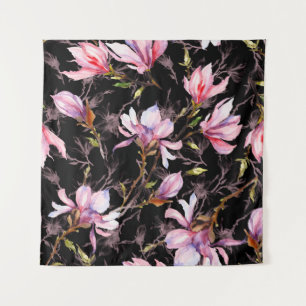 Tenture Fleurs de magnolia rose sur une brindille motif