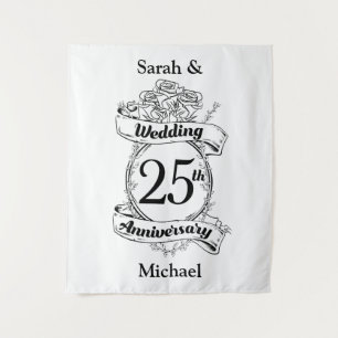 Tenture Fleurs de rose pour les 25 ans de mariage