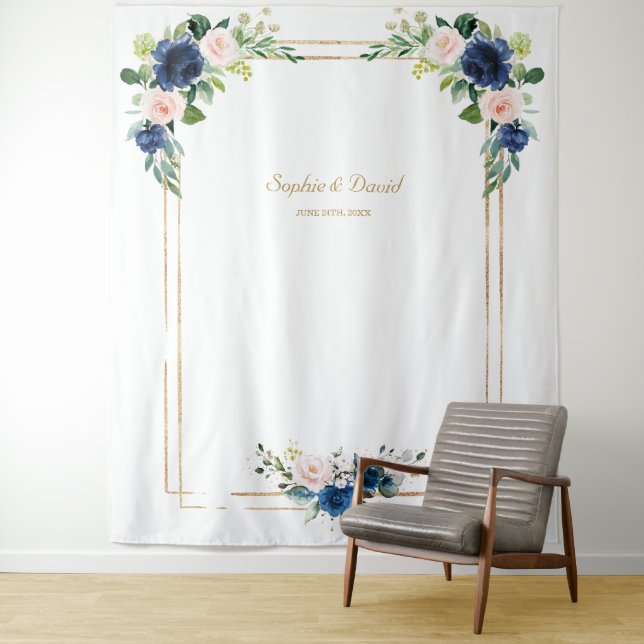 Tenture Fleurs de rougissement bleu Fleurs de mariage en p (En situation)